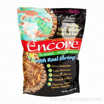 Bird food packaging pouch, and zip lock, tear notch